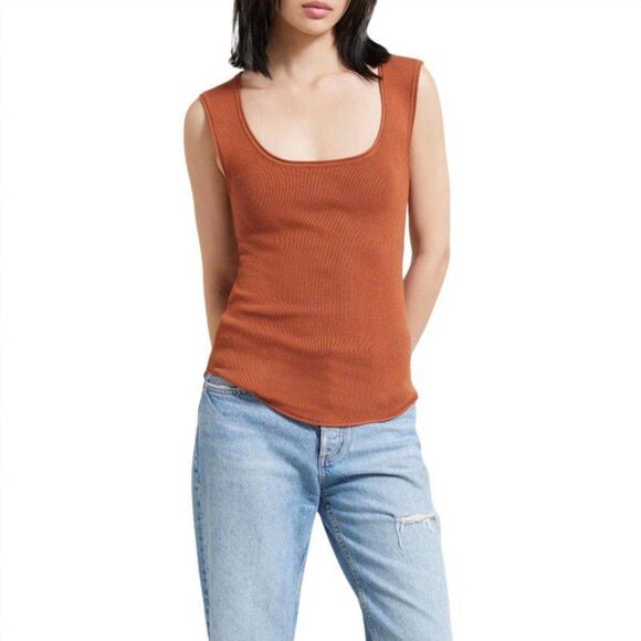 NWOT Modern Citizen Alexis Knit Open Back Scoopneck Tank Sweater in Burnt Sienna - Picture 2 of 11